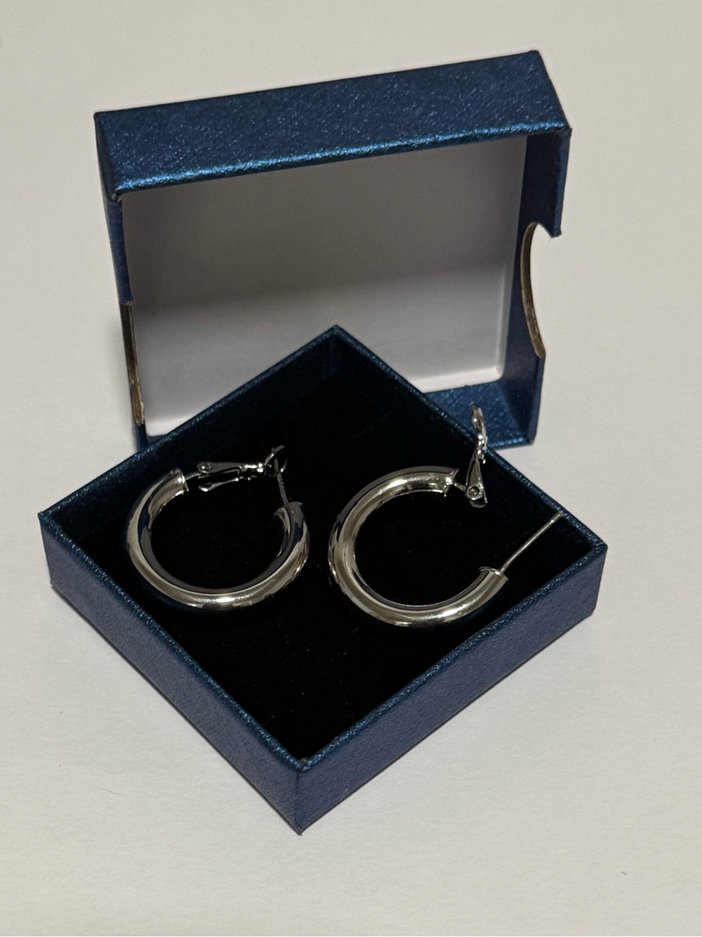 Polished Silver Curved Hoop Earrings -Jewelry